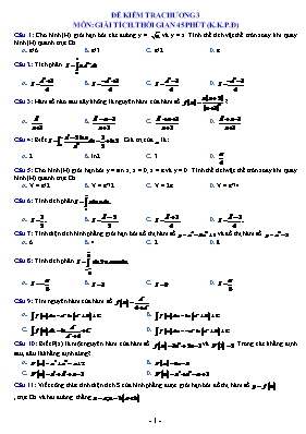 Đề kiểm tra chương 3 môn Giải Tích